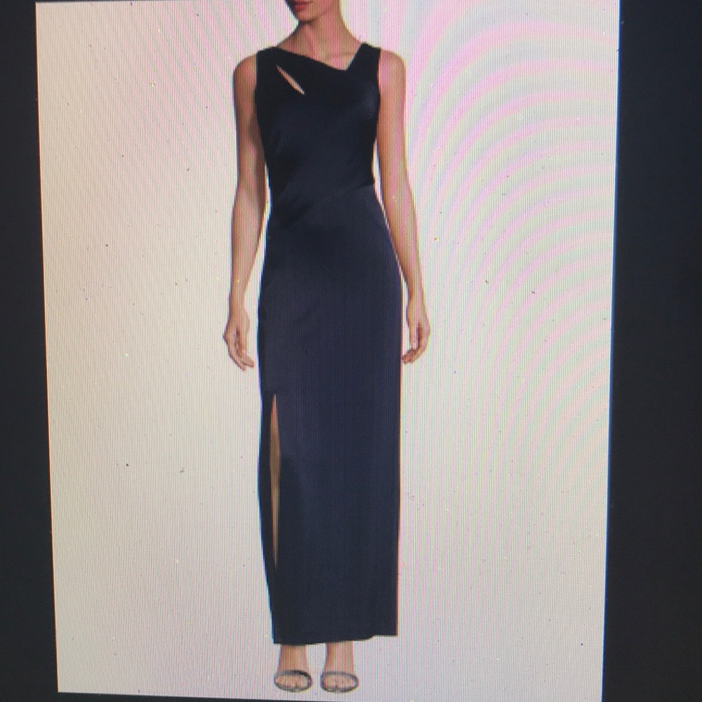 Kay Unger New York Pleated Evening Gown-Navy.